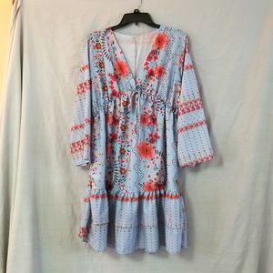 Blue floral print dress